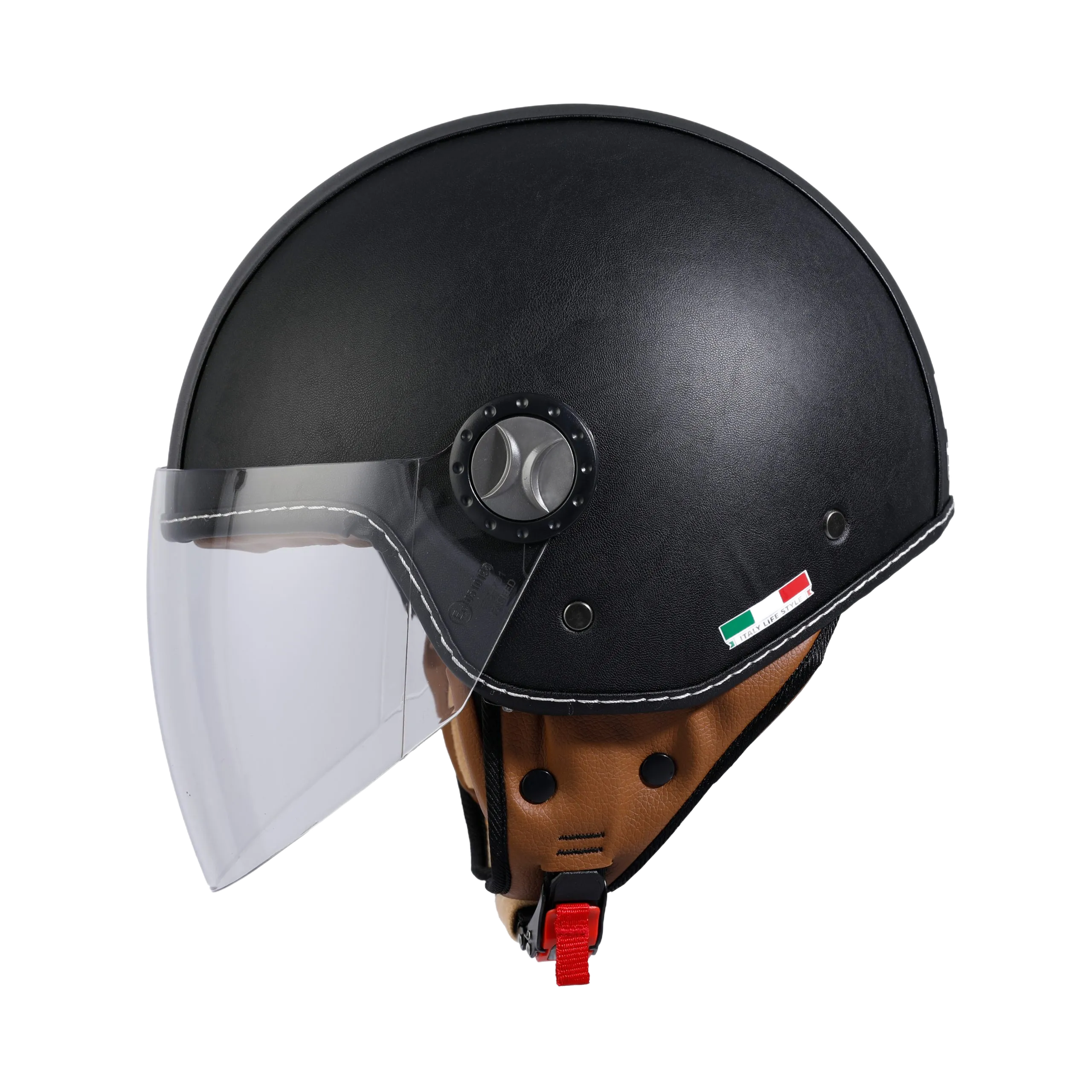 SWAY SW 701 Black Leather Yarım Kask